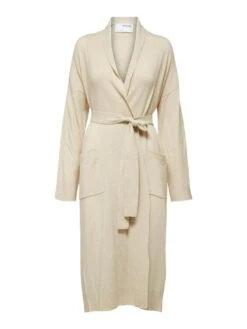 Selected Femme Naisten Neuletakki SLFWHITNEY CASHMERE LS ROBE CARDIGAN Luonnonvalkoinen