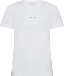 Calvin Klein Naisten Lyhythihainen T-Paita METALLIC MICRO LOGO SLIM FIT TEE Valkoinen