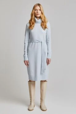 Andiata, Naisten Neulemekko, Aislayne Knit Dress Vaaleansininen