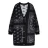 Billebeino Naisten Neuletakki Bandana Cardigan Musta Kuosi -Kekäle billebeino naisten neuletakki bandana cardigan musta kuosi 1