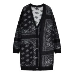 Billebeino Naisten Neuletakki Bandana Cardigan Musta Kuosi