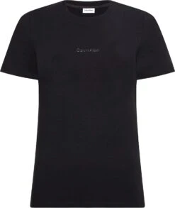 Calvin Klein Naisten Lyhythihainen T-Paita METALLIC MICRO LOGO SLIM FIT TEE Musta