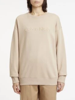 Calvin Klein Women College,EMBROIDERED LOGO SWEATSHIRT Vaalea Beige