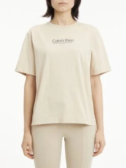 CALVIN KLEIN WOMEN, Naisten T-Paita, COORDINATES LOGO GRAPHIC T-SHIRT Vaalea Beige