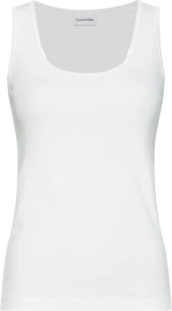 CALVIN KLEIN WOMEN Naisten Toppi ESSENTIAL RIB TANK TOP Valkoinen -Kekäle calvin klein women naisten toppi essential rib tank top valkoinen 4