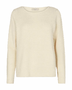 Freequent Naisten Neule DODO PU DOTTIE 100%CO Luonnonvalkoinen