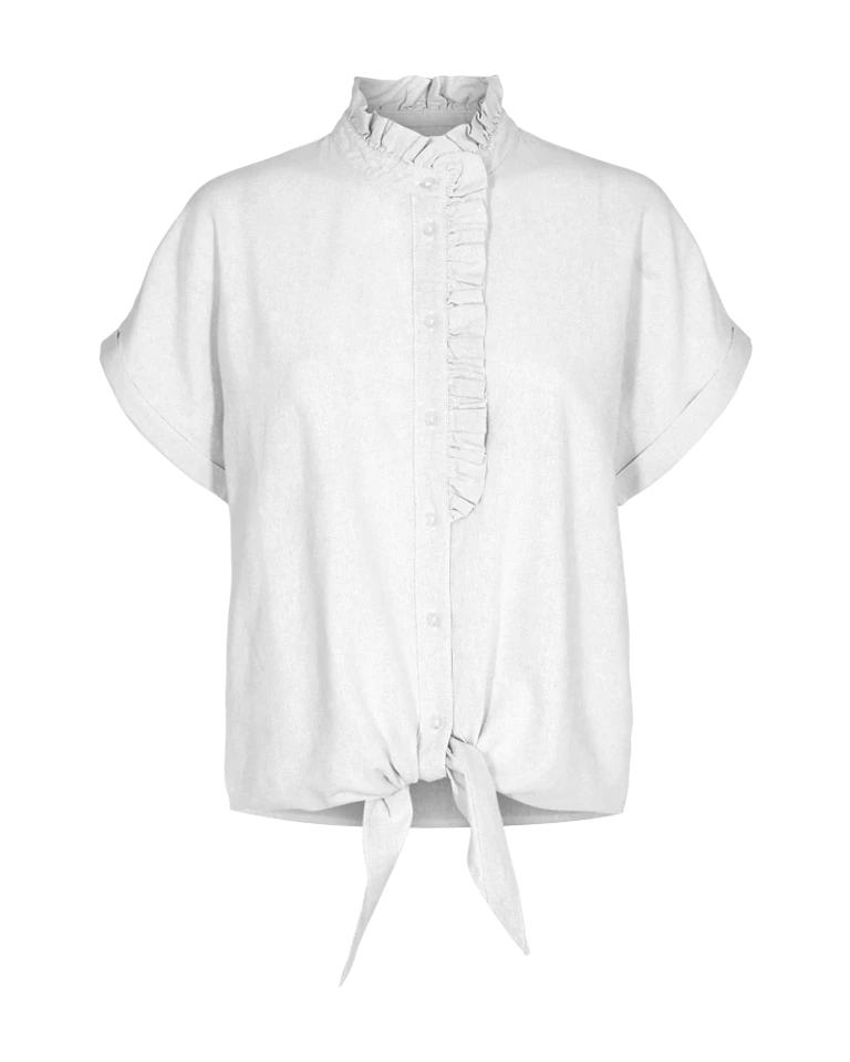 Freequent Naisten Pusero LAVA-SH-TIE-FRILL Valkoinen 3 Freequent Naisten Pusero LAVA-SH-TIE-FRILL Valkoinen