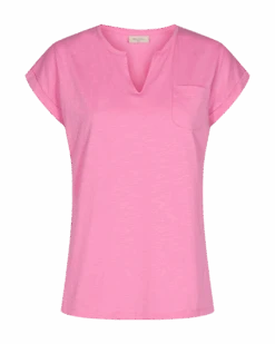 Freequent Naisten Trikoopaita VIVA V SS POCKET COLOR-VTT Vaaleanpunainen