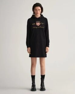 Gant, Naisten Collegemekko, Archive Shield Hoodie Dress Musta