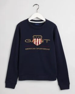 Gant, Naisten Collegepaita, Aechive Shield C-Neck Sweat Tummansininen