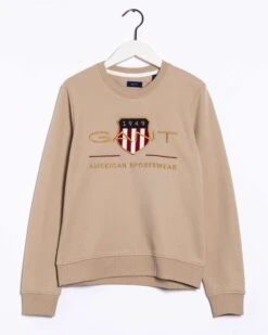Gant, Naisten Collegepaita, Aechive Shield C-Neck Sweat Vaalea Beige