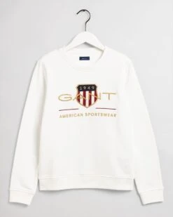 Gant, Naisten Collegepaita, Aechive Shield C-Neck Sweat Valkoinen