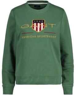 Gant, Naisten Collegepaita, Aechive Shield C-Neck Sweat Vihreä