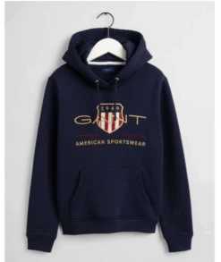 Gant, Naisten Huppari, Archive Shield Sweat Hoodie Tummansininen