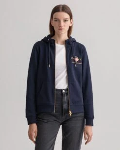 Gant Naisten Huppari GANT ARCHIVE SHIELD FULL ZIP HOODIE Tummansininen