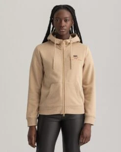 Gant Naisten Huppari GANT ARCHIVE SHIELD FULL ZIP HOODIE Vaalea Beige