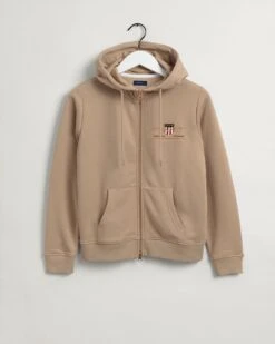 Gant Naisten Huppari GANT ARCHIVE SHIELD FULL ZIP HOODIE Vaalea Beige -Kekäle gant naisten huppari gant archive shield full zip hoodie vaalea beige 3