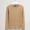 Gant Naisten Neule, Cable Knit O-Neck Kameli