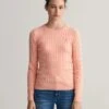 Gant Naisten Neule, Cable Knit O-Neck Persikka -Kekäle gant naisten neule cable knit o neck persikka 1