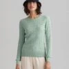 Gant Naisten Neule, Cable Knit O-Neck Vihreä -Kekäle gant naisten neule cable knit o neck vihrea 1