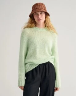 Gant Naisten Neulepusero, MOHAIR SOLID C-NECK Mintunvihreä
