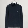 Gant Naisten Pooloneule, Stretch Cotton Cable Turtle Neck Tummansininen 1 Gant Naisten Pooloneule, Stretch Cotton Cable Turtle Neck Tummansininen -Kekäle gant naisten pooloneule stretch cotton cable turtle neck tummansininen 1