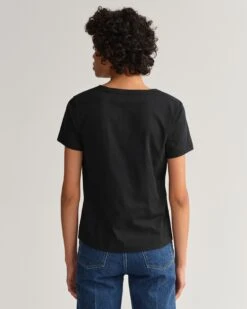Gant Naisten T-paita ORIGINAL V-NECK SS T-SHIRT Musta -Kekäle gant naisten t paita original v neck ss t shirt musta 2