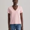 Gant Naisten T-paita ORIGINAL V-NECK SS T-SHIRT Vaaleanpunainen -Kekäle gant naisten t paita original v neck ss t shirt vaaleanpunainen 1