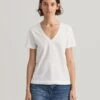 Gant Naisten T-paita ORIGINAL V-NECK SS T-SHIRT Valkoinen -Kekäle gant naisten t paita original v neck ss t shirt valkoinen 1