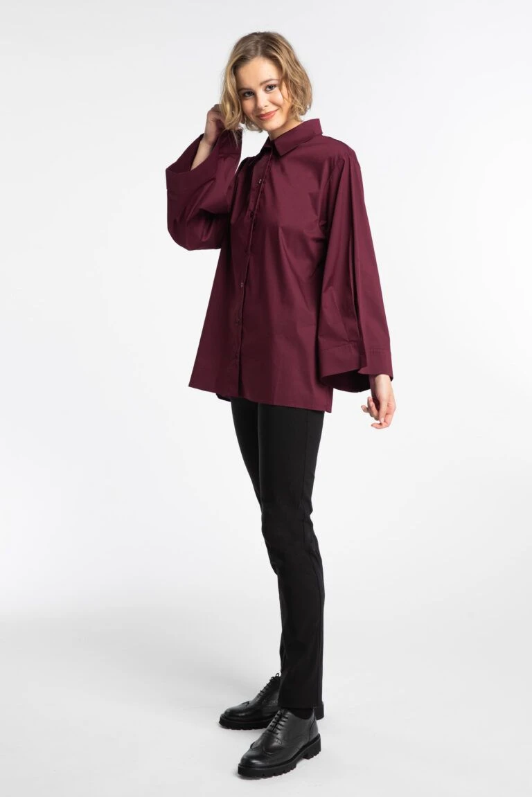 Kuusama Naisten Paitapusero, KLIO SHIRT 74 CM Viininpunainen 3 Kuusama Naisten Paitapusero, KLIO SHIRT 74 CM Viininpunainen