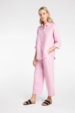 Kuusama Naisten Pellavapaita LIS SHIRT 100%LI Pinkki