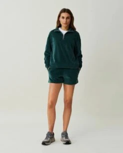 Lexington Naisten College, KALLY ORGANIC COTTON HALF ZIP SWEAT Mintunvihreä