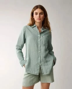 Lexington Naisten Paitapusero, ISA LINEN SHIRT Vedenvihreä