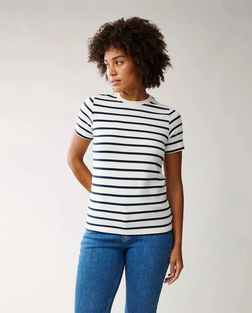 Lexington Naisten T-paita, STEPHANIE ORGANIC COTTON TEE Raidallinen Valkoinen 3 Lexington Naisten T-paita, STEPHANIE ORGANIC COTTON TEE Raidallinen Valkoinen