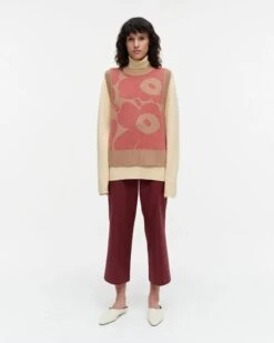 Marimekko, Naisten Neule, RETRO UNIKKO VILLANEULELIIVI Beige Kuosi