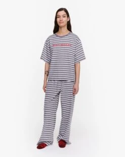 Marimekko Naisten Pyjamapaita HIIRENKORVA TASARAITA LIGHT Harmaa Kuosi