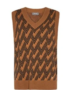 Mos Mosh Naisten Neuleliivi Diem Retro Slipover Ruskea Kuosi