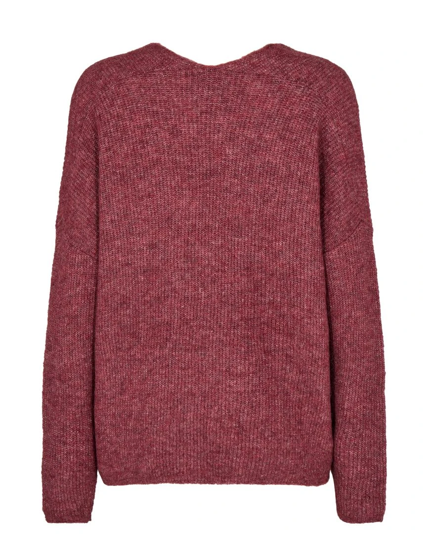 Mos Mosh Naisten Neulepusero THORA V NECK NEULE Viininpunainen 4 Mos Mosh Naisten Neulepusero THORA V NECK NEULE Viininpunainen - Image 2