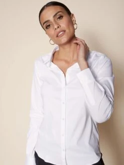 Mos Mosh Naisten Pitkähihainen Kauluspaita TINA JERSEY SHIRT Valkoinen