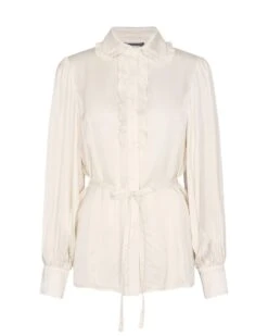 Mos Mosh Naisten Satiinipusero, WAKE SATIN BLOUSE Luonnonvalkoinen