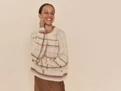 Mos Mosh, Naisten Villapaita, Sasha Knit Beige Ruutu -Kekäle mos mosh naisten villapaita sasha knit beige ruutu 5