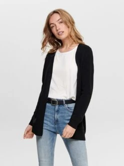 Only Naisten Neuletakki, Lesly Ls Open Cardigan Musta