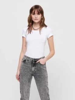 Only T-paita, ONLLIVE LOVE SS O-NECK TOP Valkoinen