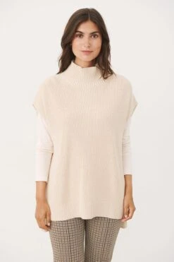 Part Two Naisten Neuleliivi, K-KEEKEE PULLOVER Luonnonvalkoinen