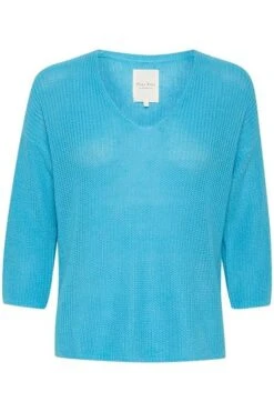 Part Two Naisten Neulepusero NETRONA PULLOVER Turkoosinsininen