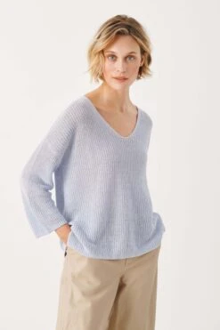 Part Two Naisten Neulepusero NETRONA PULLOVER Vaaleansininen
