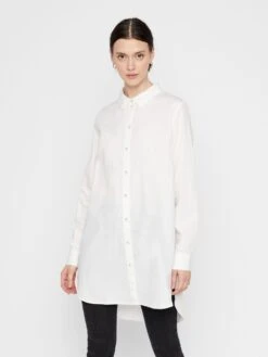 Pieces Naisten Paita PCNOMA LS LONG SHIRT NOOS Valkoinen
