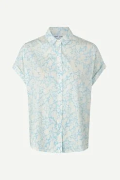 Samsoe And Samsoe Naisten Kangaspusero MAJAN SS SHIRT AOP 9942 Vaaleansininen