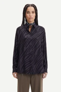 Samsoe And Samsoe Naisten Kauluspaita ALFRIDA SHIRT Musta Kuosi