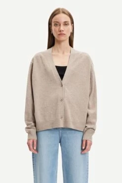Samsoe And Samsoe Naisten Neuletakki AMARIS SHORT CARDIGAN Vaalea Beige